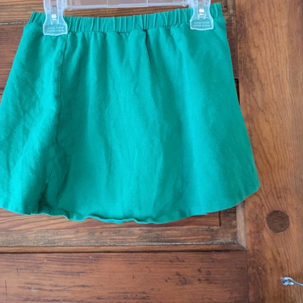 Justice Girls Green Button Front Skort Elastic Waist Size 8 Emerald Cotton Blend
